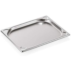 WAS 7612 020 Serie 76 Chrome Nikkel Staal Gastronorm Container met Stapelrand 1.25L, 1/2 GN, 325mm x 265mm x 20mm
