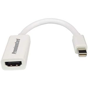 PremiumCord Mini DisplayPort naar HDMI adapter, video Full HD 1080p 60Hz, Mini DisplayPort stekker naar HDMI aansluiting, lengte: 20cm, wit