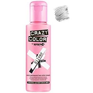 Renbow Crazy Color Semi-Permanent Hair Color Dye Silver 027-100 ml, per stuk verpakt (1 x 115 g)