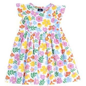 Chicco, Meisjesjurk met korte mouwen, van zacht katoen, ontworpen in Italië, meisjeskleding, cadeau-ideeën voor meisjes, veelkleurig (3), 6 Jaar