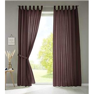 Gardinenbox 2-delige set gordijnen sjaal lussen »Berlin« HxB 225x140 cm bruin ondoorzichtig microsatijn lichtdoorlatend plooiband effen mat, 20400N2