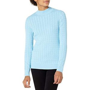 Amazon Essentials Dames Classic-Fit Lichtgewicht Kabel Lange Mouw Mock Neck Jumper, Hemelsblauw, XS