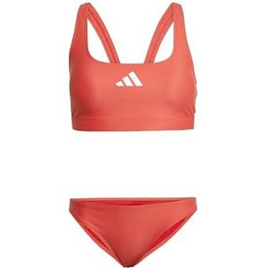 adidas Dames 3 STRIPES V-BACK BIKINI, Semi Lucid Red/White, 36