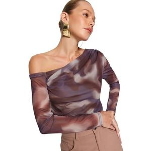 Trendyol - Aansluitende Blouse - Veelkleurig - Gevoerde Asymmetrische Kraag