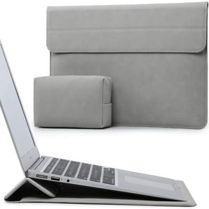 HYZUO 13-13,5 Inch Laptop Hoes Sleeve met Standaard Functie Compatibel met 13,5 Surface Laptop 4 3/ Oud MacBook Air 13/ MacBook Pro 13 2012-2015/ HP ENVY 13/ HP Spectre x360 13, Lichtgrijs
