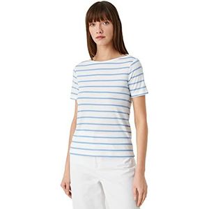 Koton Dames T-shirt met korte mouwen en ronde hals, Blue Stripe (20s), XXL