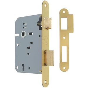 Amig Insteekslot, 60/68 mm inlaat, slot voor houten deuren, met gorja-sleutel op de vierkante rand, lege sleutel, mat messing