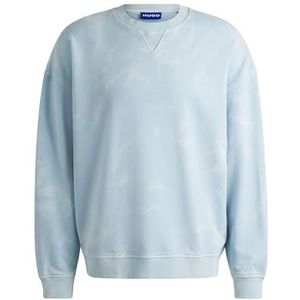 HUGO Heren Nustroyos sweatshirt van katoen-terry met batik-effect, Open Blue487, XL