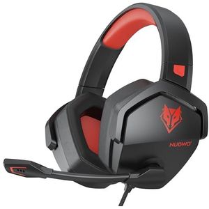 NUBWO N16 Gaming Headsets voor Xbox, Ps5, Ps4, PlayStation, PC, Switch, Mac - over-ear hoofdtelefoon met microfoon, stereogeluid, bekabelde Xbox-headset met 3,5 mm audio-aansluiting (zwart rood)