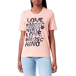 Love Moschino Dames Regular Fit Korte Mouwen met Glitter Cut T-shirt, roze, 48