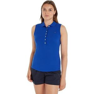 Tommy Hilfiger Dames Slim Kraag Detail Polo NS S/S, Ultra Blauw, XXL, Ultra Blauw, XXL