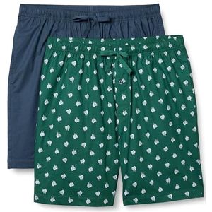 Amazon Essentials Katoenen popeline pyjamabroek voor heren, verpakking van 2 stuks, indigo/wolf, medium