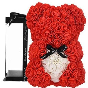 Rose Bear, Rose Teddy Rose, Rose Bear Forever Kunstbloemen De beste cadeaus voor vrouwen, cadeaus voor vriendin, geschenken voor haar, verjaardagscadeau (rood)
