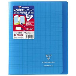 Clairefontaine - Ref 951402C - Koverbook Notitieboek aan de zijkant Genieten (48 pagina's) - A5+ in grootte, Séyès-liniaal, Polypro Cover, 90gsm geborsteld vellum papier - blauwe omslag