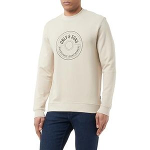 ONLY & SONS Onslamer Reg Interlock Sweatshirt met ronde hals voor heren, Zilvervoering., XL