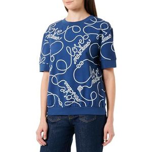 Love Moschino Women's Comfort Fit Short-Sleeved Sweatshirt, Blauw, 38, blauw, 38