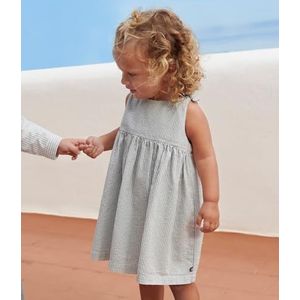 Petit Bateau Mouwloze jurk voor meisjes, Wit/Groen, 24 Maanden