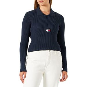 Tommy Hilfiger Dames Tjw Half Zip Thru Rib Badge Vesten, Twilight Navy, XL, Twilight Navy, XL