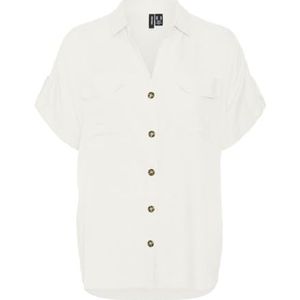 VERO MODA Vmbumpy S/S Shirt WVN Ga Noos blouse met korte mouwen voor dames, wit, L