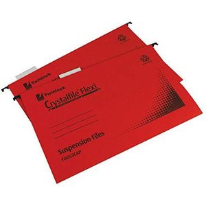Rexel 3000042 Crystalfile Flexifile Foolscap Suspension File, 150 Sheet Capacity, 15 mm V-Base Manilla, 50 stuks, rood