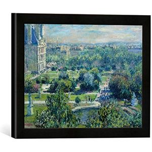 Ingelijste afbeelding van Claude Monet The Tuileries in Parijs, kunstdruk in hoogwaardige handgemaakte fotolijst, mat zwart 40 x 30 cm
