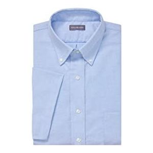 Van Heusen Men's Short-sleeve Numeric Sized Oxford Dress Shirt, Blue, 16.5"" Neck