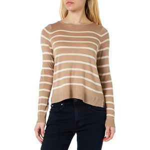 Dames Fijngebreide Trui Ronde hals Strepen Zachte Longsleeve VMNOVA, Colour:Brown, Size:S