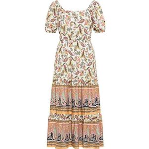 isha Dames Midi-jurk met Paisley Print 15923624-IS01, Wit Veelkleurig, M, Midi-jurk met paisley-print, M