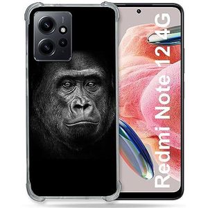 Versterkte hoes van gehard glas voor Xiaomi Redmi Note 12 4G Animal Gorilla zwart