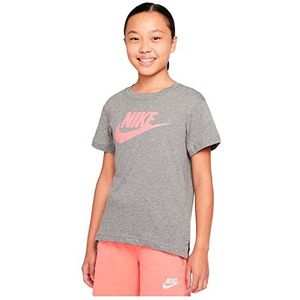 Nike NSW T-Shirt Dptl Basic Futura, Carbon Heather/Pink Salt, L Unisex Kinderen