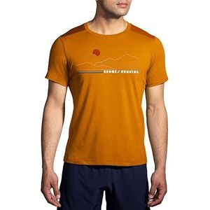 Brooks T-shirt voor heren, Ochre/Br Mountain Run, 25