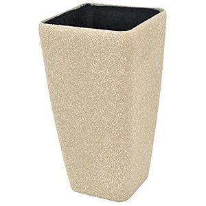 EUROPALMS Decoratieve pot STONA-41, kubisch, beige | hoogwaardige pot in modern design