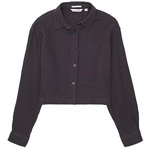 TOM TAILOR Meisjes cropped mousseline blouse met kraag, 29476-coal grey, 128 cm
