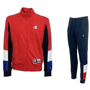 Champion Legacy Retro Sport Sweatsuits - Light Powerblend High Neck Full Zip Trainingspak Rood/Marineblauw, L Heren SS24, rood/marineblauw, L