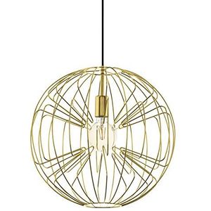 EGLO Okinzuri Hanglamp, 1 lichtpunt, vintage, modern, hanglamp van staal in messing, eettafellamp, woonkamerlamp hangend met E27-fitting