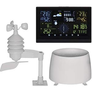 EMOS Professioneel draadloos weerstation met buitensensor en touchscreen-kleurendisplay, windmeter, regenmeter, weersvoorspelling, met voeding, draadloos weerstation binnen en buitentemperatuur