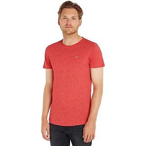 Tommy Jeans TJM T-shirt voor heren, korte mouwen, slim fit, Deep Crimson, L