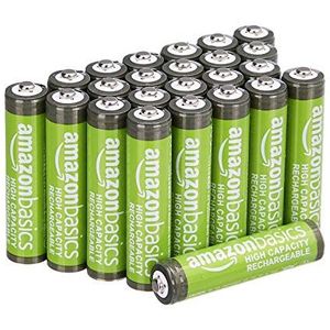 Amazon Basics AAA oplaadbare batterijen met hoge capaciteit 850 mAh (pak van 24 stuks) voorgeladen