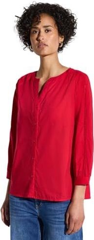 Street One - Dames Blouse - Rood - Katoen - Tape-details op 3/4-mouwen