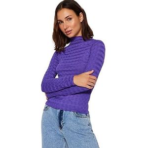 Trendyol Damesblouse met rechte lange mouwen, slank, lila, XS