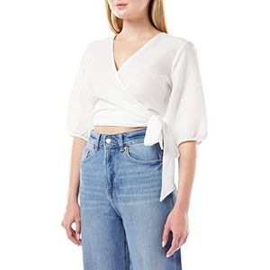 Dagi Dames Cotton Linen Blend T-shirt, wit, 34, wit, 34