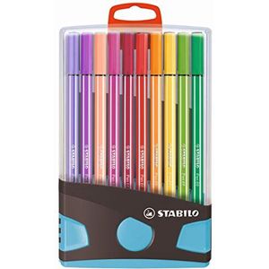 Premium Viltstift - STABILO Pen 68 ColorParade - Antraciet/Licht Blauw - Met 20 Verschillende Kleuren