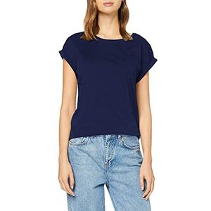 Urban Classics dames T-Shirt Ladies Extended Shoulder Tee, dark blue, S