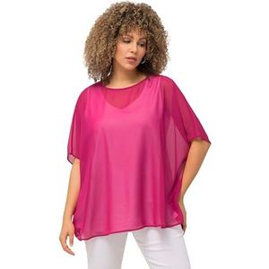 Ulla Popken, Dames, grote maten, chiffonblouse, fuchsiapink, 42/48 NL