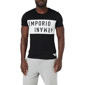 Emporio Armani Heren vet logo ronde hals T-shirt zwart/wit, Zwart/Wit, S