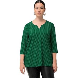 Ulla Popken Dames Keyhole, MinimalPrint T-shirts, groen, 42/44