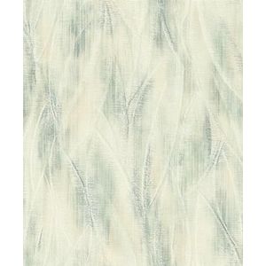 Rasch Behang 486230 - Vliesbehang met abstract motief met grote bladeren in groen uit de collectie Country Charme