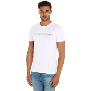 Calvin Klein Jeans Heren gemengd institutioneel logo T-shirt S/S gebreide tops, Helder Wit, XXL grote maten