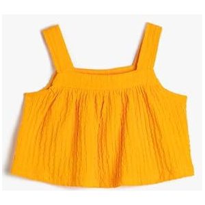 Koton Girls's Crop Tank Top Dikke Strappy Relax Cut Textured Tanktop, oranje (209), 11-12 Jaar