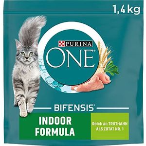 Purina One BIFENSIS Indoor Formula kattendroog voering: rijk aan kalkoen en granen, rijk aan ballaststof voor katten, Verpakking van 6, 6 x 1.5 kg